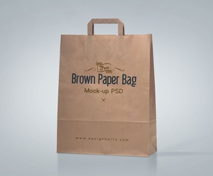 Brown Paper Shopping Bag Packaging Mock-up PSD