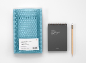 Bubble Envelope & Notebook Mockup