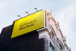 Outdoor Advertising Wall Mounted Billboard Mockup Set