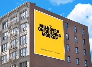 Maqueta de carteles de edificio publicitario al aire libre