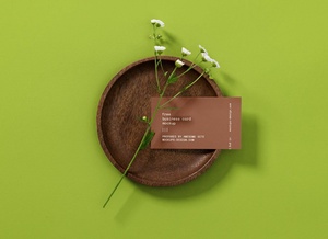 Business Card With Flower Mockup