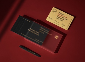 Business Card With Transparent Case Mockup