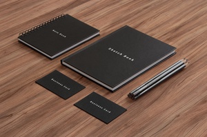 Business Card, Notepad, Led Pencil & Sketchbook Cover Mockup