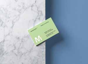 Business Card On The Edge Of Surface Mockup