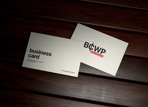 Business Card On Wooden Panel Mockup