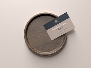 Business Card in a Wooden Bowl Mockup