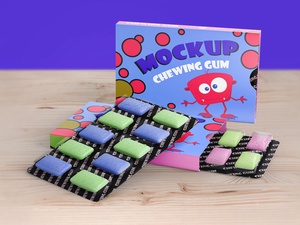 Candy-Coated Chewing Gum Blister Packaging Mockup Set