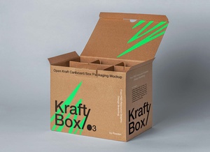 Cardboard Carton Box With Dividers Mockup