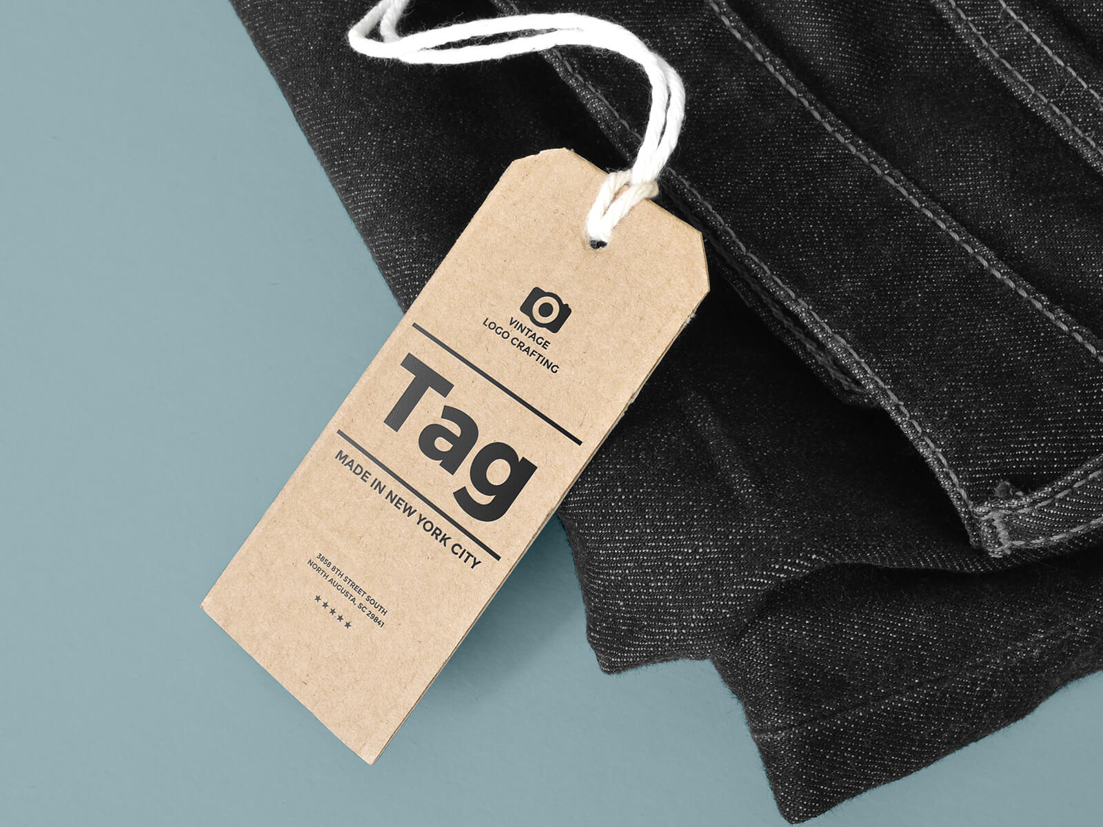 Cardboard Jeans Hang Tag Mockup