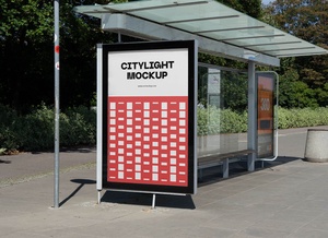 City light Bus Stop Poster Mockup