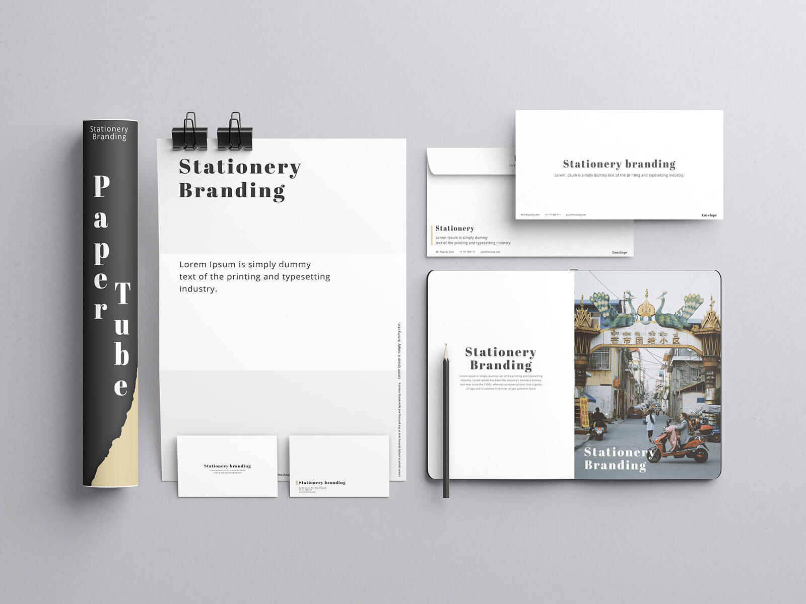 Sauberes Briefpapier-Branding-Mockup