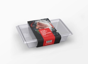 透明なプラスチック製の食品容器のモックアップ