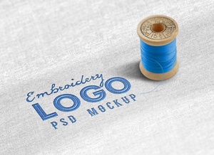 Maqueta de logotipo de bordado de tela de tela