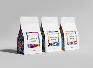 Maqueta de bolsas de granos de café