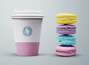 Coffee Cup with Cookies Mockup