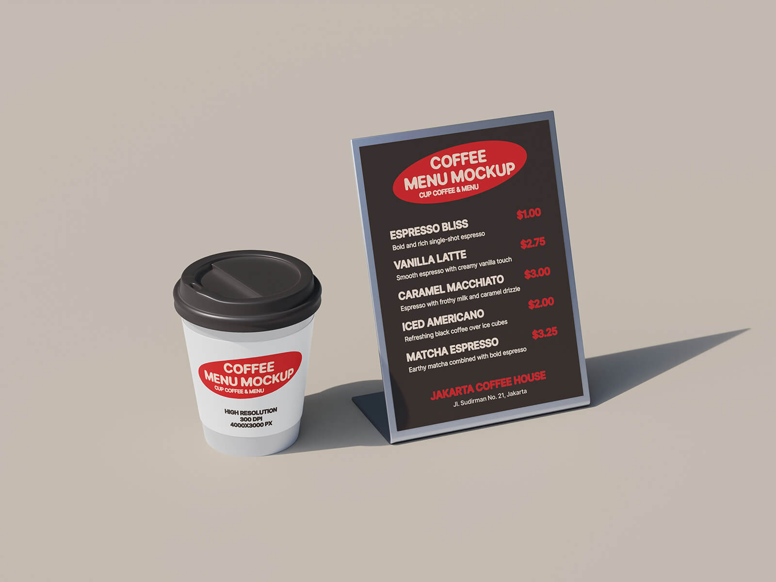 Coffee Cup With Table Menu Mockup