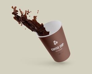 Coffee Paper Cup With Splash Mockup Set