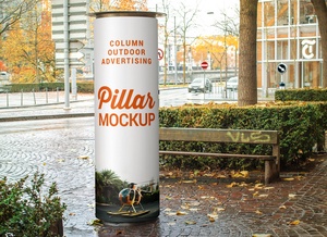 Column Outdoor Advertising Pillar Mockup