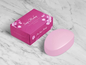 Commercial Bar Soap With Box Packaging Mockup