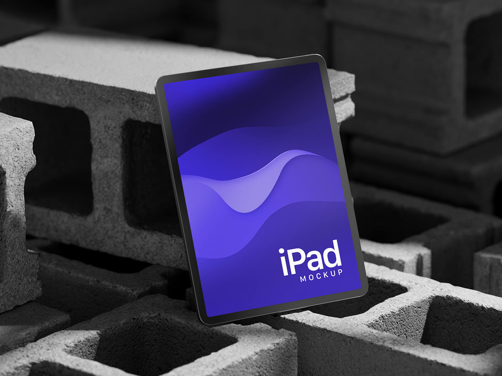 Maqueta de hormigón de ipad vertical pro 2024