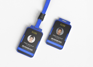 Corporate ID Card Holder with Lanyard Mockup