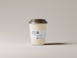 Corrugated Paper Coffee Cup with Java Jacket Mockup