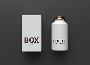 Косметическая бутылочная и коробка макет упаковки