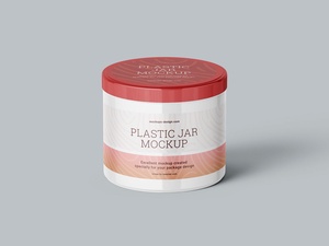 Cosmetic Plastic Cream Jar Mockup Set