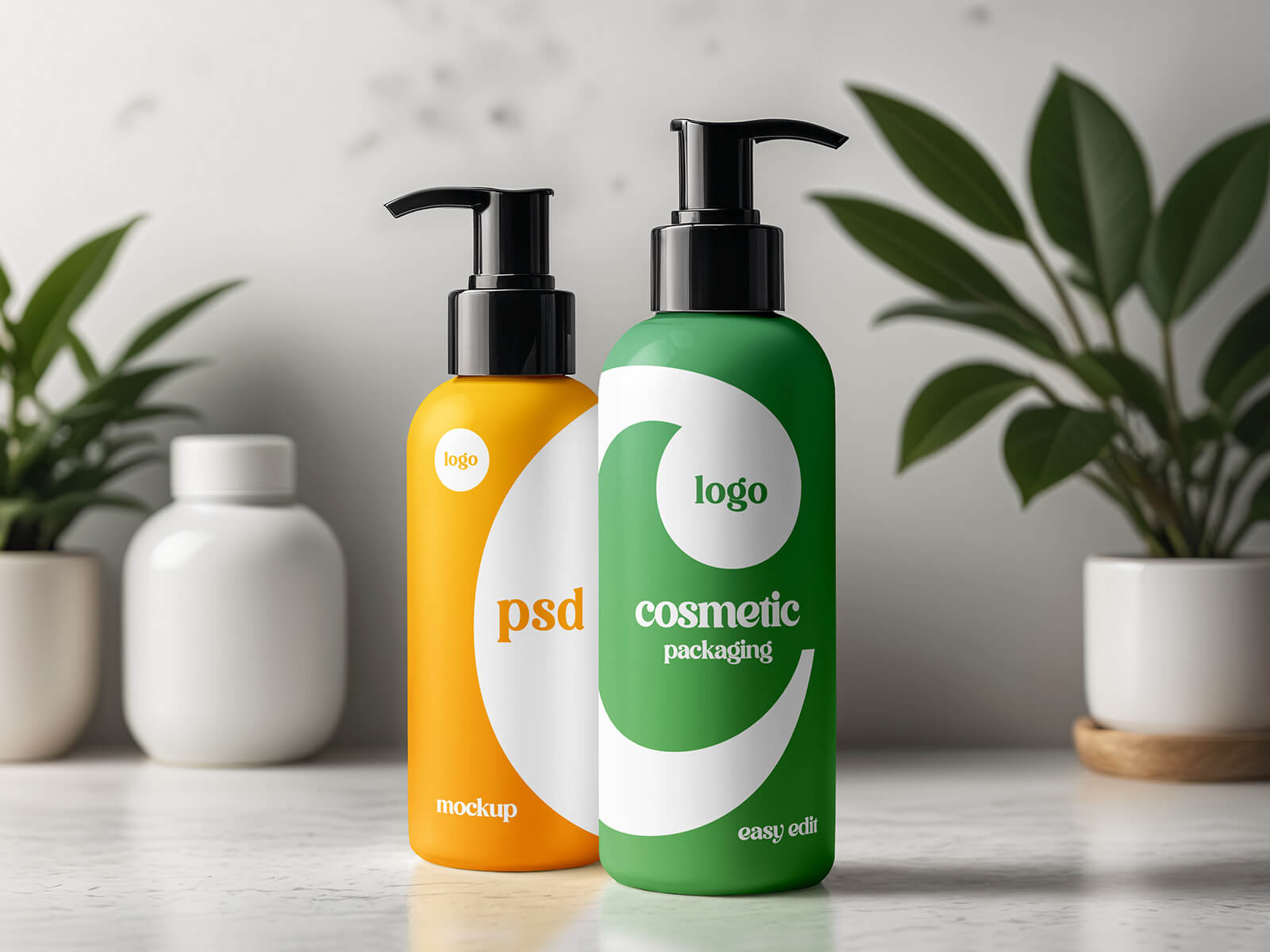 Maqueta de botellas de productos de dispensador de bomba cosmética