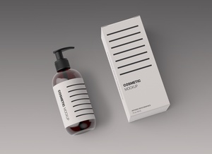 Kosmetische Sprühflasche & Boxverpackung Mockup