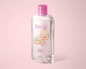 Baby Oil Transparent Bottle Mockup Set