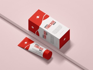 Cosmetics Tube with Box Mockup