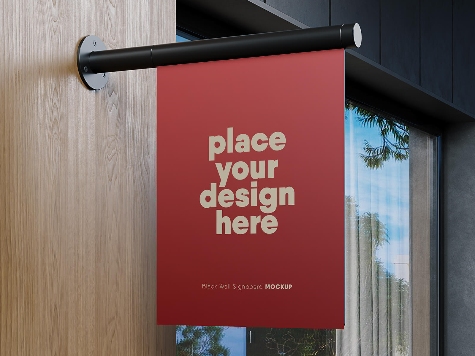 Kreatives Restaurant-/Hotelschild-Mockup in Flaggenform