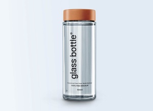 Cylindrical Clear Glass Bottle Mockup