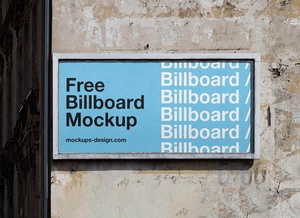 Damaged Wall Billboard Mockup