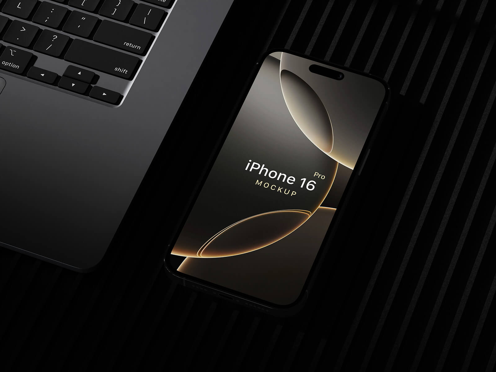 ダークモードiPhone 16 Proモックアップ