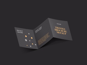 Square Tri-fold / Z-Fold Brochure Mockup