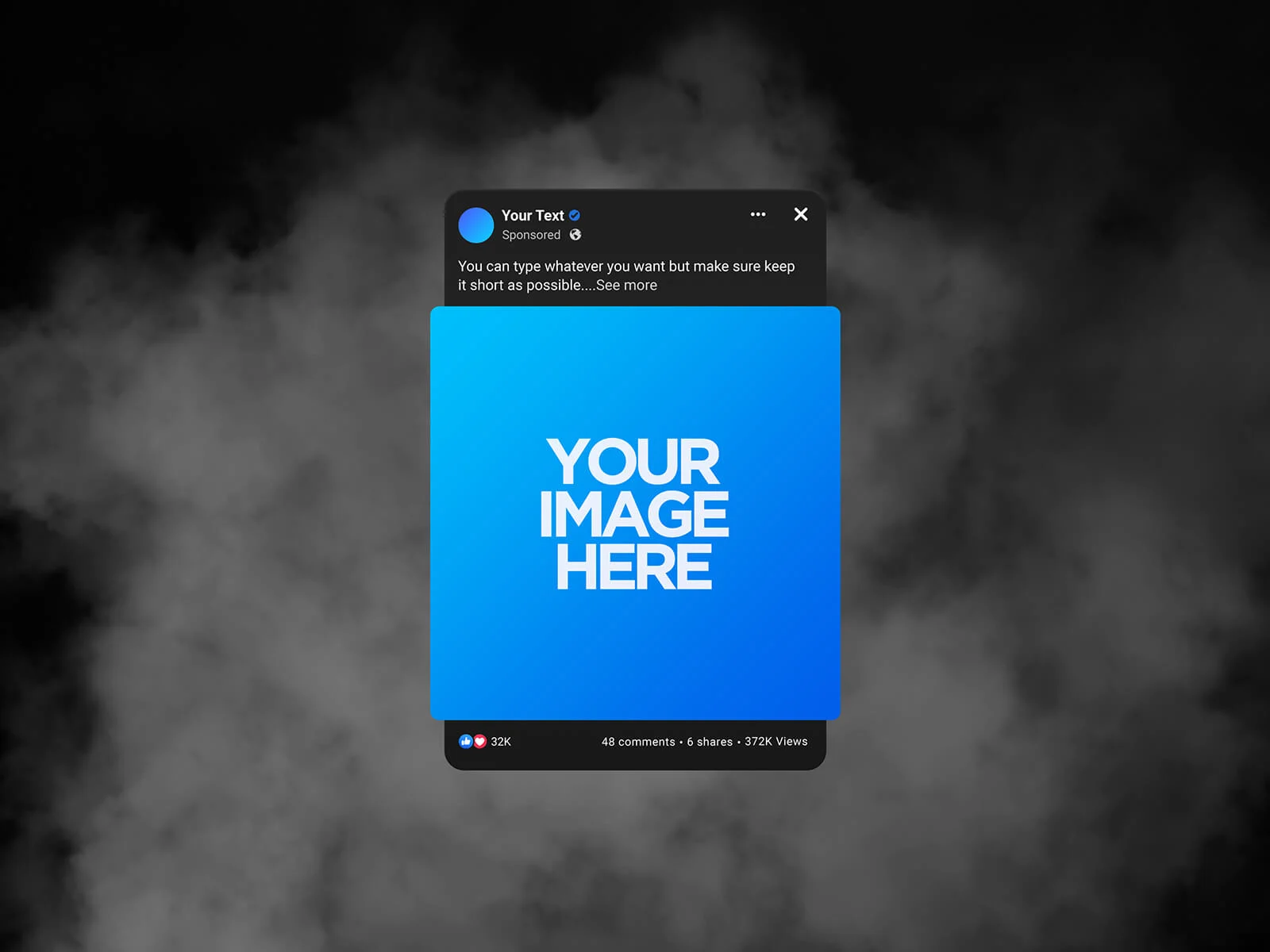 Dark UI Facebook Post Mockup
