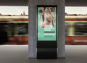 Affiche publicitaire numérique à Subway Mockup