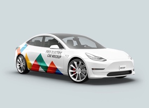 Tesla 3 Electric Car Mockup