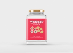 Empty Square Glass Jar Mockup