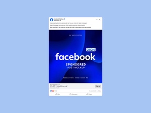 Facebook Sponsored Ad Page Post UI Mockup 2024
