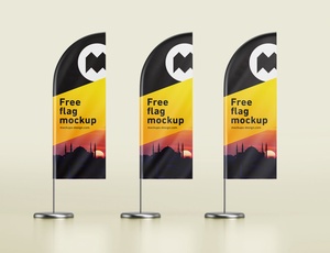 Feather Flag Banner Stand Mockup Set