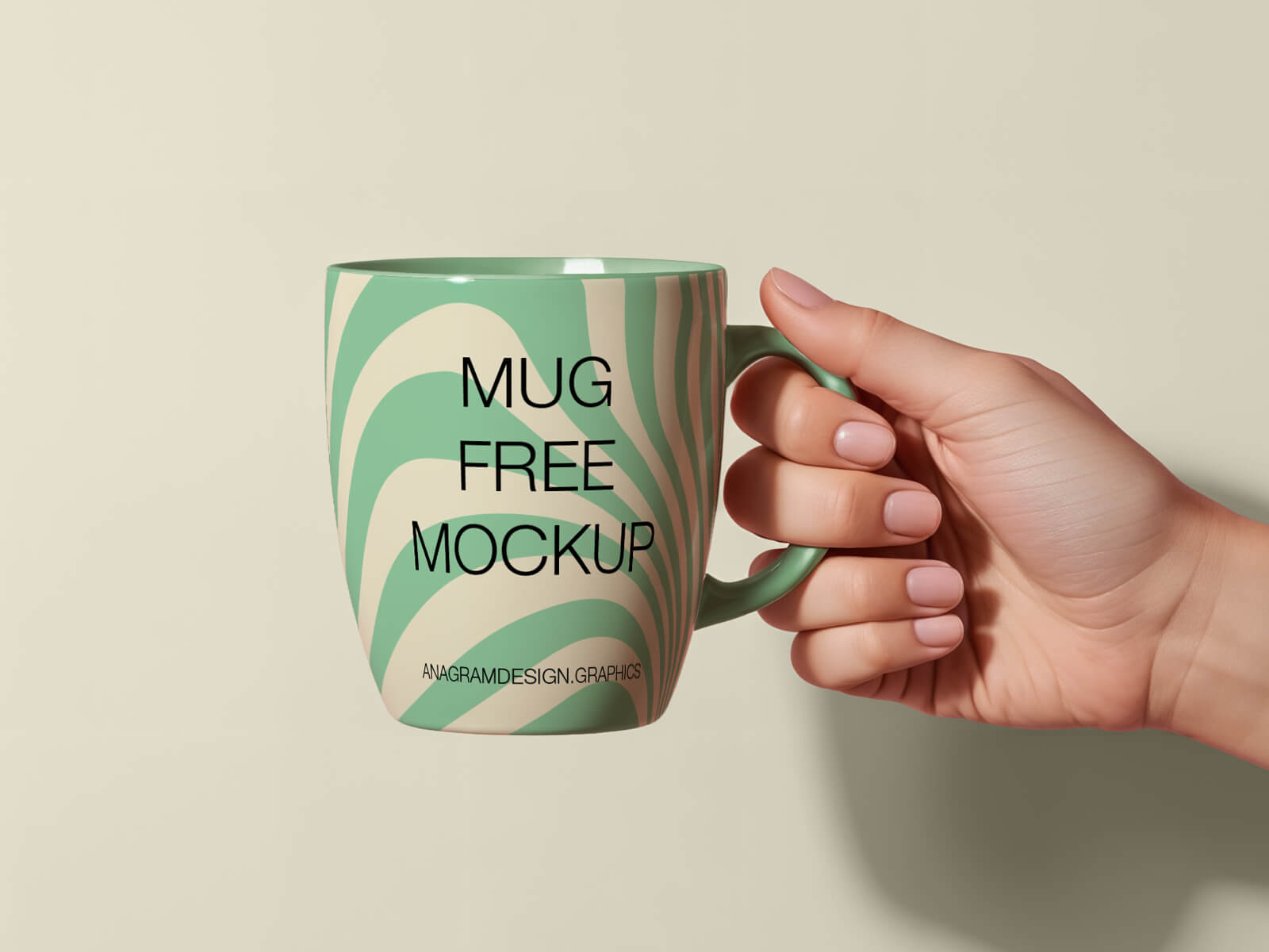 Female Hand Holding Mug Mockup