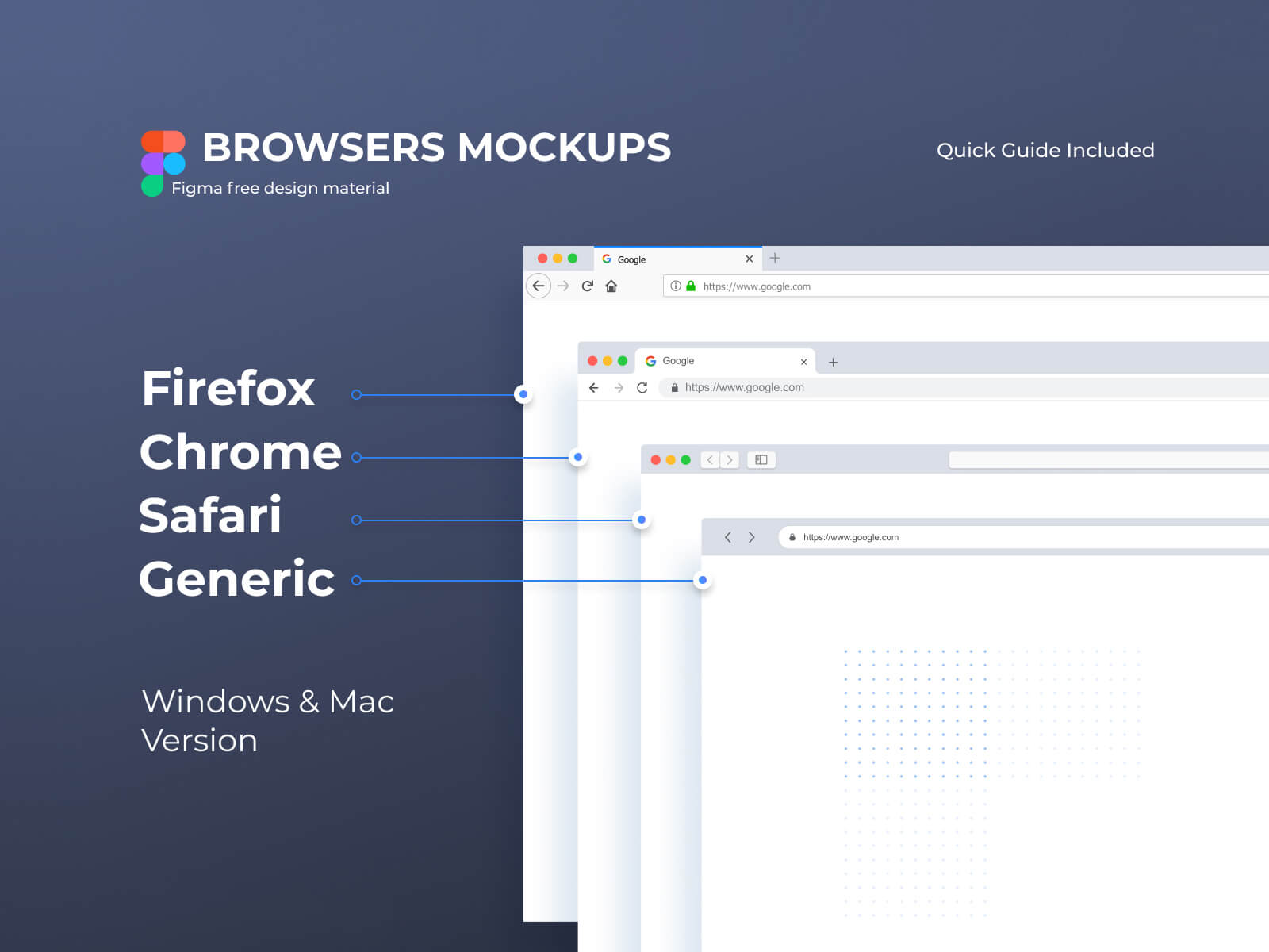 Firefox-/Chrome-/Safari-Browser-Mockup für Win und Mac