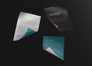 Floating A4 Page Curl Mockup