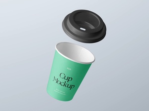 Maqueta de taza de café flotante