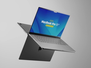 Floating MacBook Pro 2024 Mockup Set