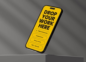 Pantalla de salpicaduras flotante para iPhone 14 Pro Mockup