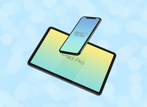 Floating iPhone 11 Pro Max & iPad Pro Mockup
